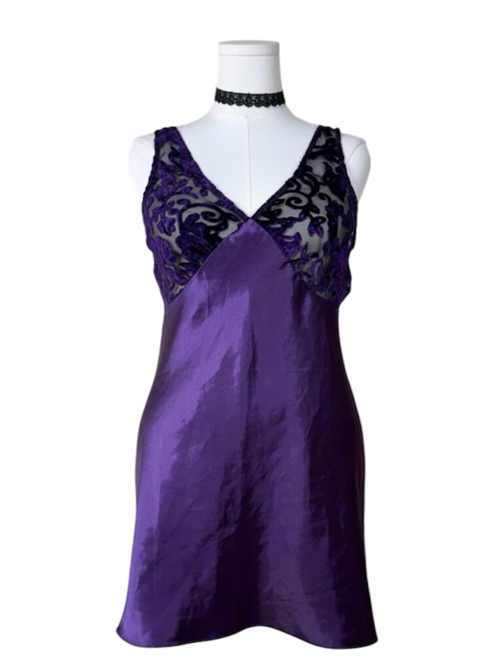 Vintage 90s Gold Label Victorias Secret Satin Burnout Slip Dress Sexy size L